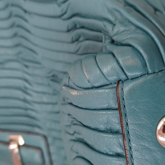 Coach Teal Pleated Taylor Satchel 25252 - Picture 13 of 16
